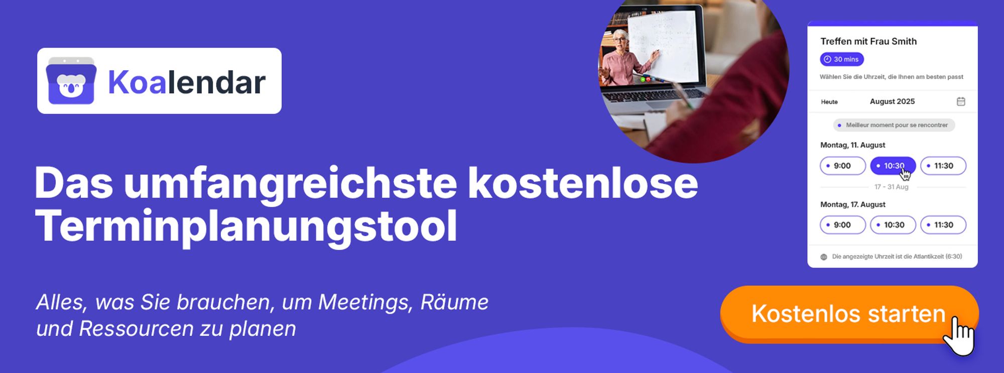 Mit Koalendar erstellen Sie Buchungsseiten für dienstleistungsorientierte Unternehmen